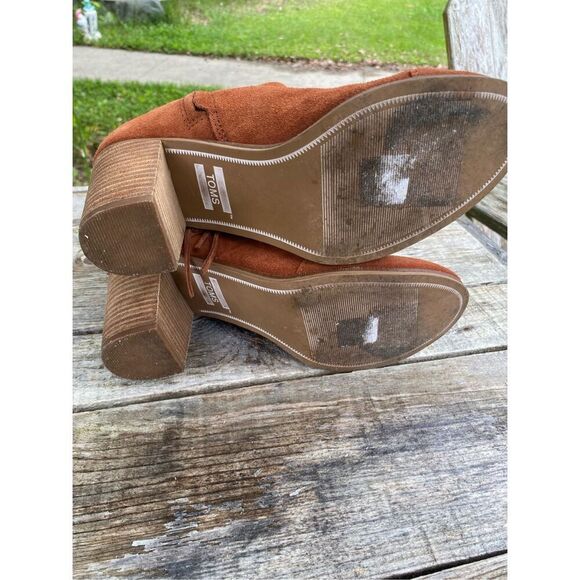 Toms Fringed Ankle Boot Rust Suede Boho Western Festival Booties Wm’s Sz 8 - Picture 7 of 7